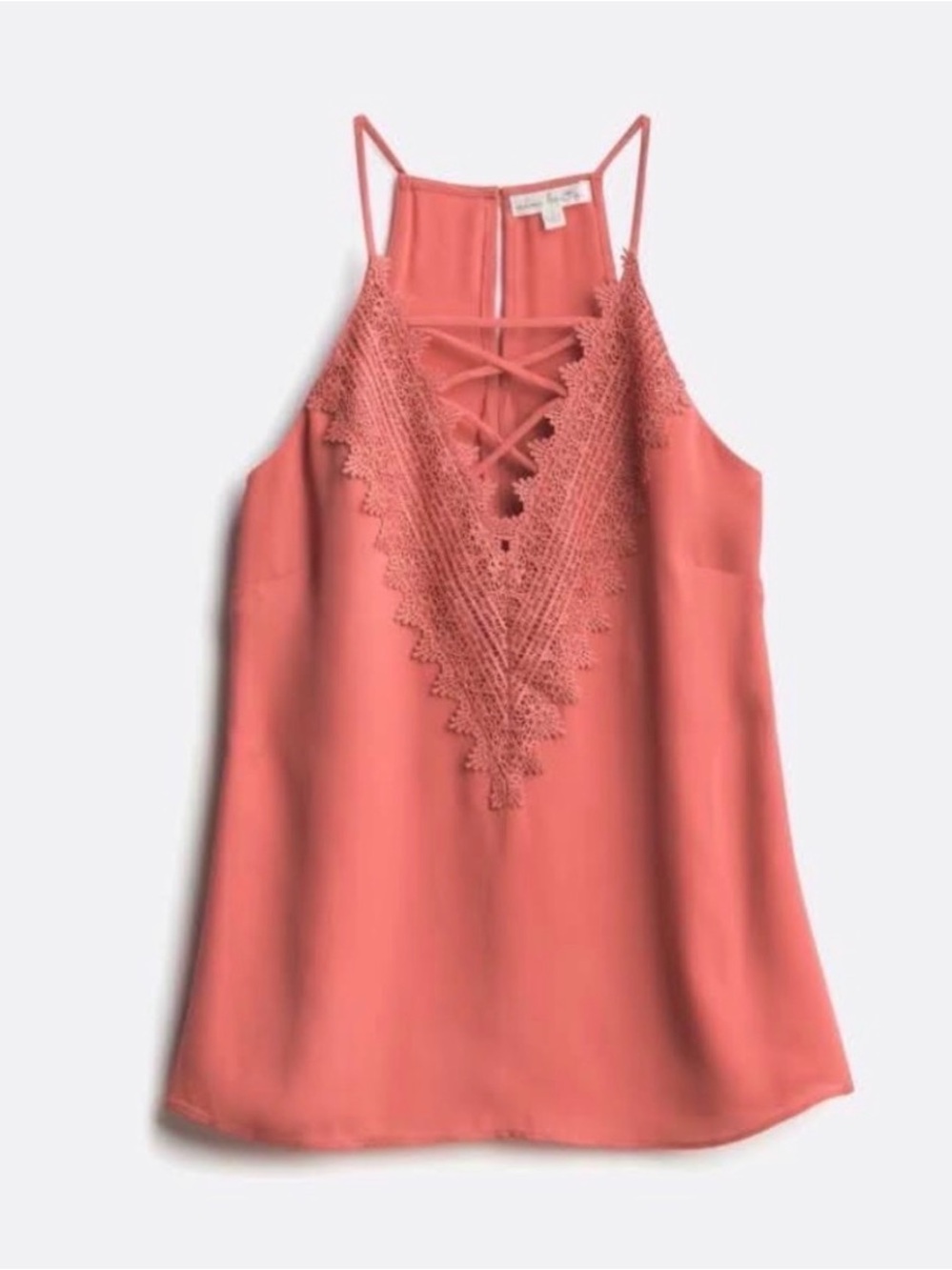 NINE BRITTON Araminta Lace Up Deep V Plunge Strappy Chiffon Tank Top Small